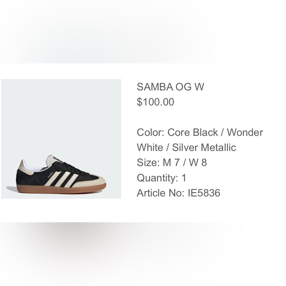Adidas Originals Samba OG Sneakers in Core Black Wonder White Silver Metallic